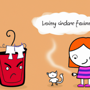 Adorable cartoon about smelly laundry cleaning. No text.