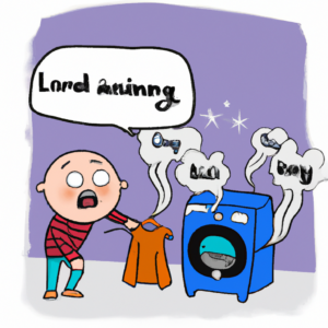 Adorable cartoon about smelly laundry cleaning. No text.
